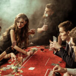 a group of people playing poker